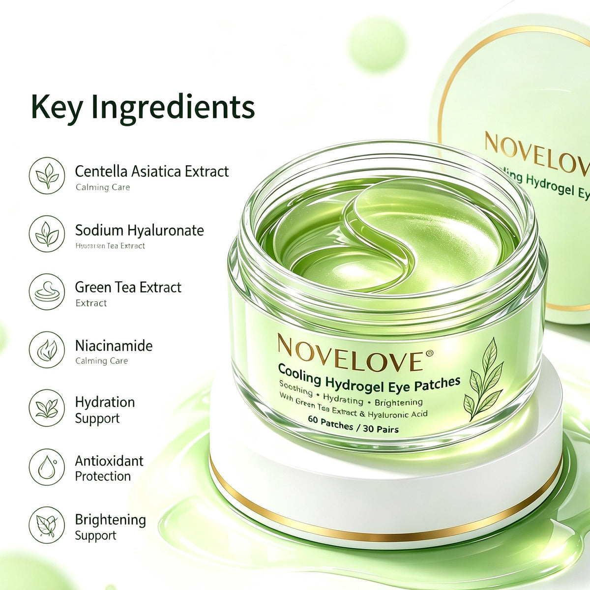 NOVELOVE® Patchs rafraîchissants pour les yeux à base d'hydrogel