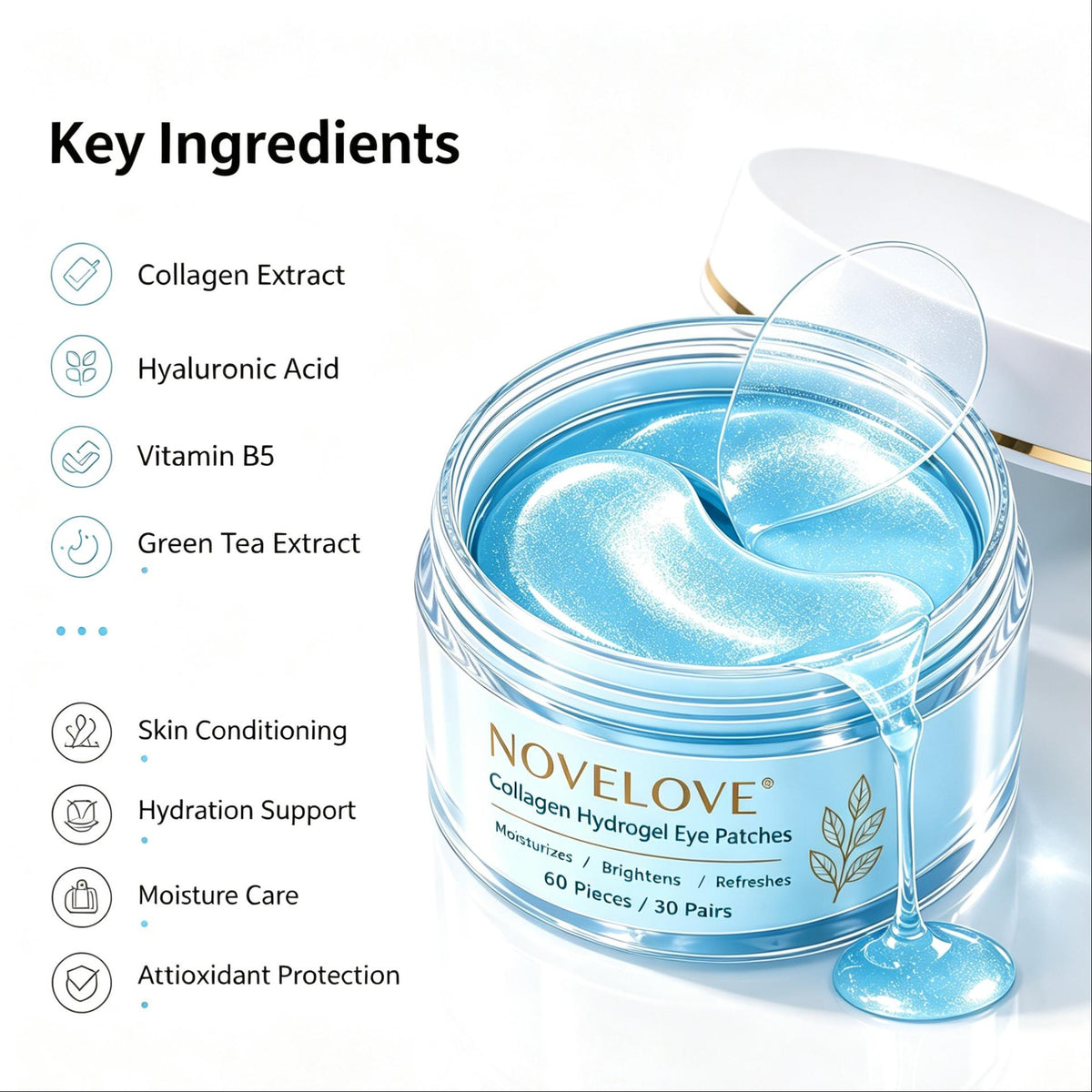 NOVELOVE® Patchs pour les yeux à base d'hydrogel de collagène