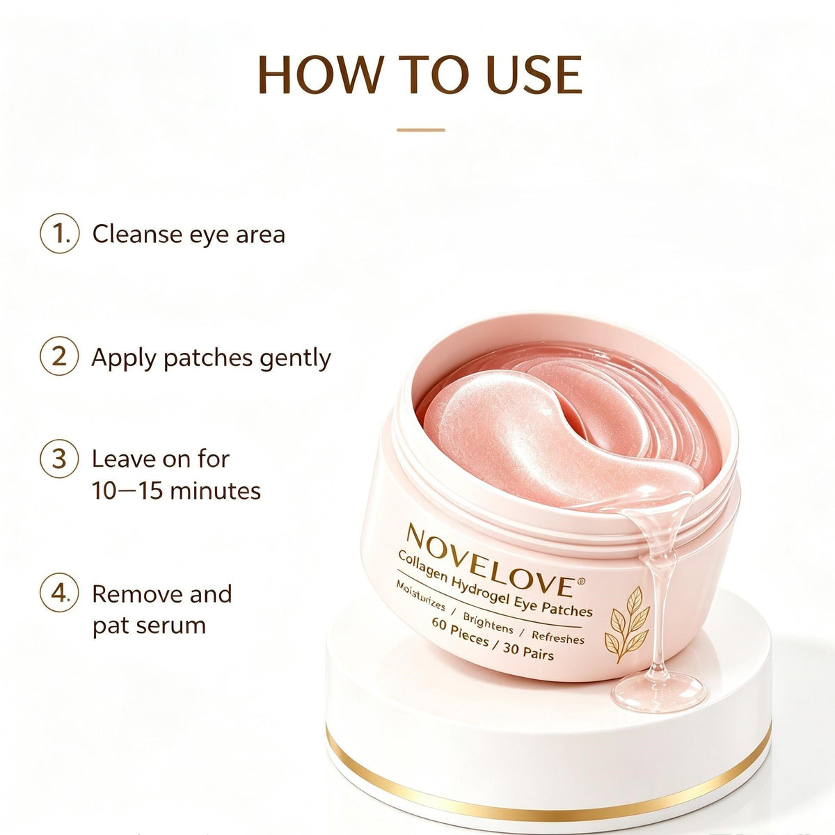 NOVELOVE® Patchs pour les yeux à base d'hydrogel de collagène