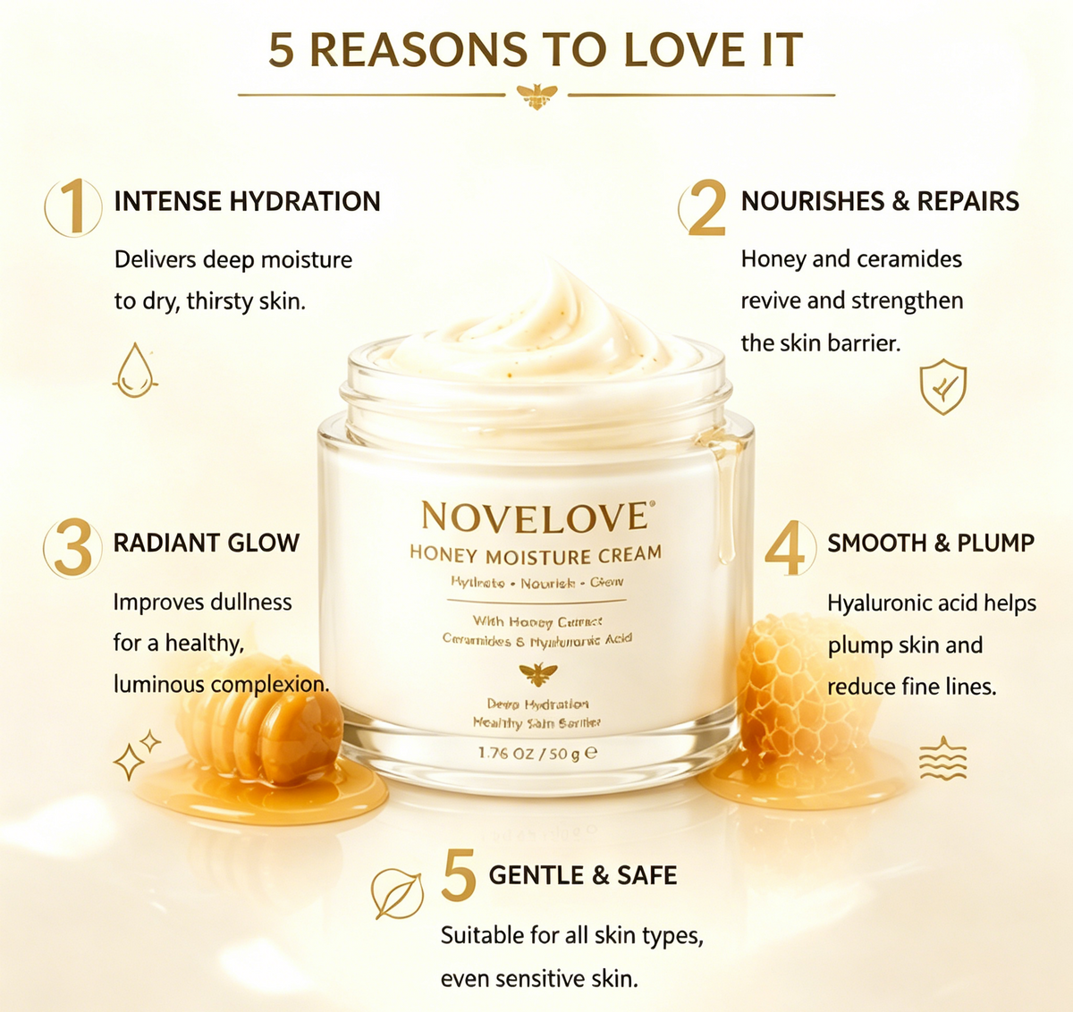NOVELOVE® Crème hydratante au miel