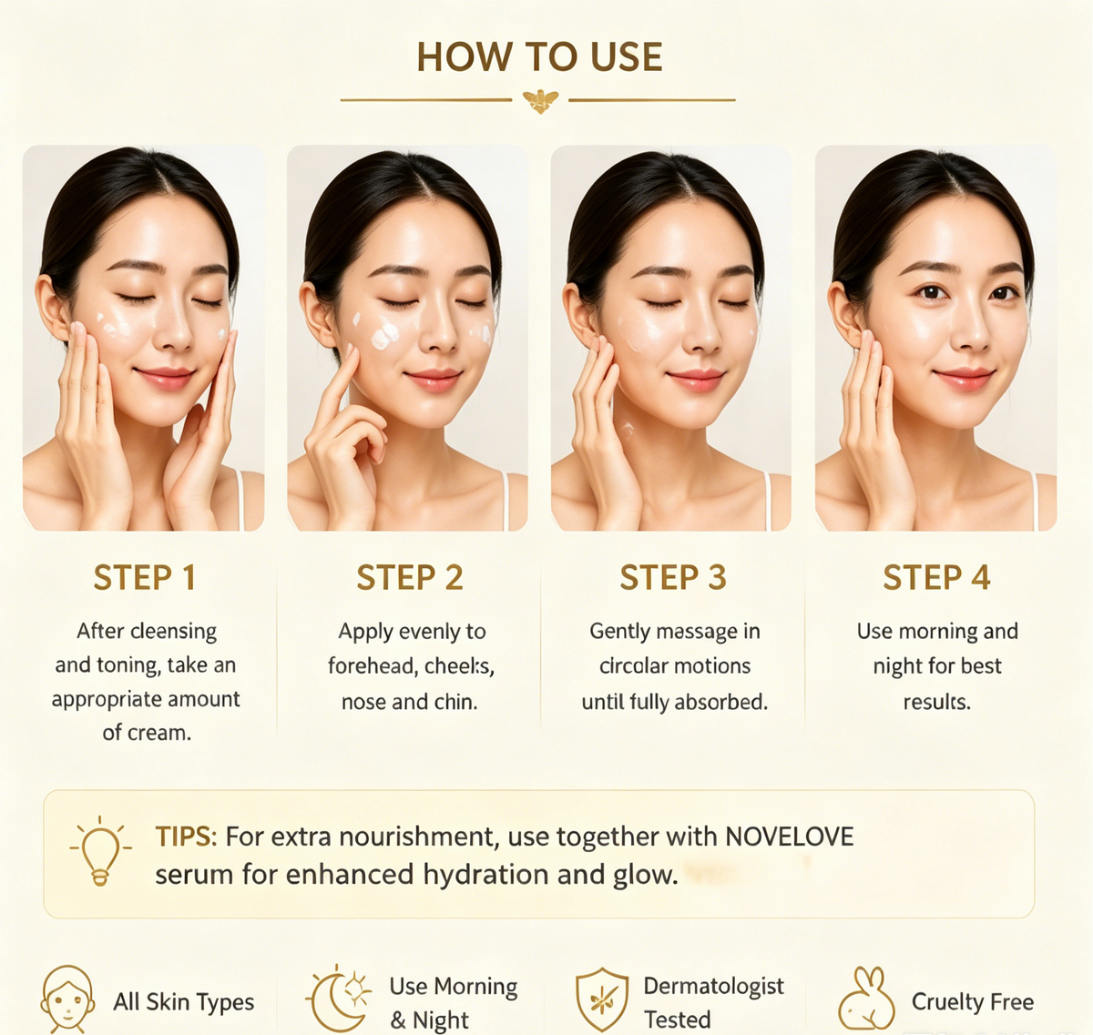 NOVELOVE® Crème hydratante au miel